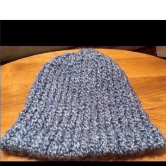New Hand Crafted Hand Knit Hat Scarf Set Blue White Spa Headband Knitted Beanie - Picture 3 of 7